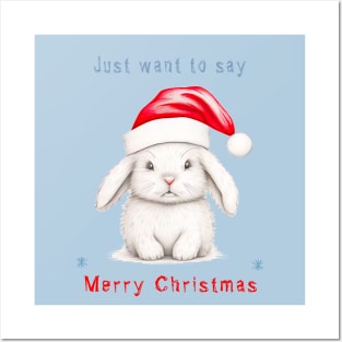 Christmas bunny Posters and Art